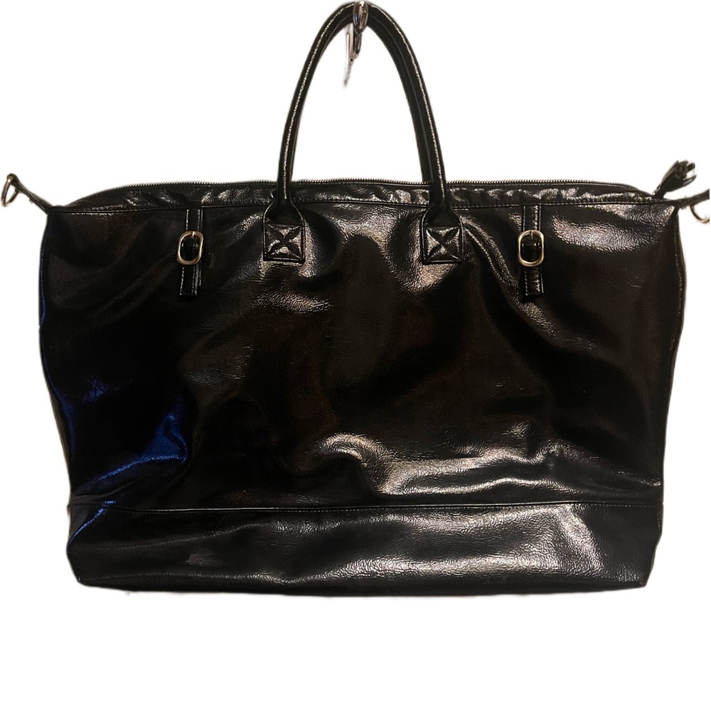 Toss Designs Large Black Tote with Animal Print Interior